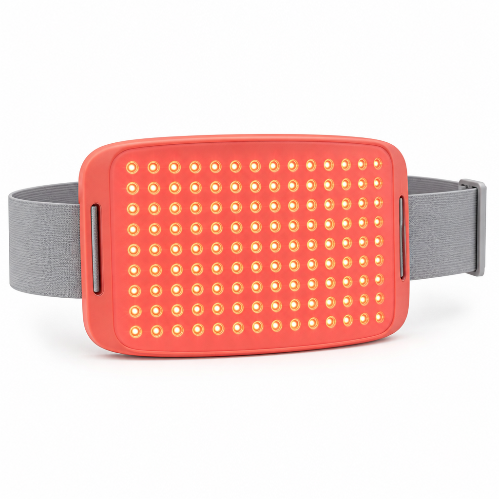 Back and core red light belt on white background