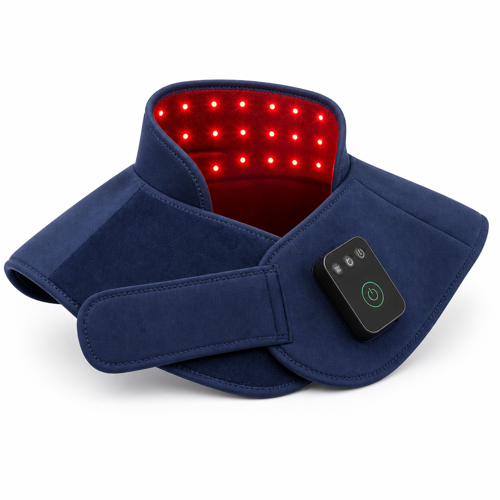 Neck and shoulder red light pad on white background